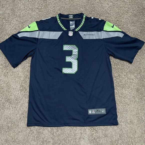 Seattle Seahawks Jersey #3 Russell Wilson Men XL Blue Nike NFL On Field 2021 NEW - Picture 1 of 12